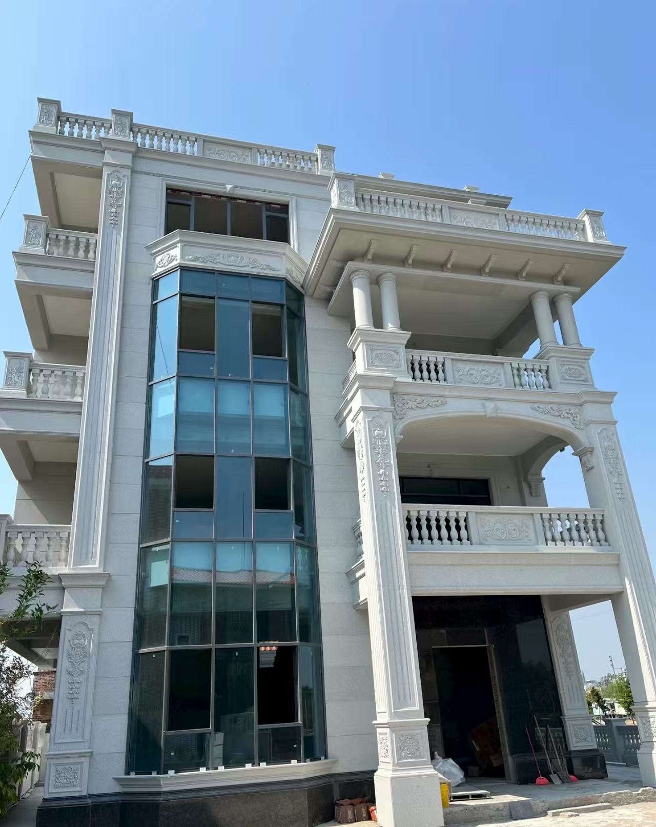 邵阳 芝麻白花岗岩别墅外墙干挂效果展示