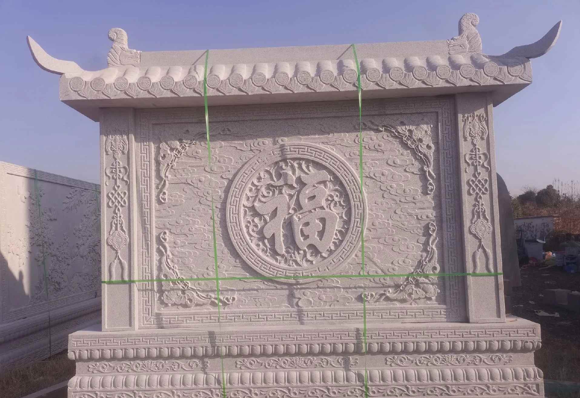 邵阳 芝麻白花岗岩屏风，照壁，影壁